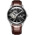 REEF TIGER Casual Automatic Watches for Men Convex Lens Watches Genuine Leather Strap RGA8239