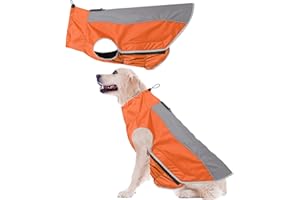 PLUS PO Regenmantel Für Hunde Wasserdicht Hunderegenmantel Für Kleine Hunde Hund Regenmäntel wasserdicht mit Kapuze Hund voller Regenmantel orange,XL