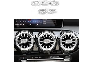 HAILWH Bling Interior Accessories Fit for Mercedes Benz 2019-2022 A Class GLB 2020-2022 B Class CLA GLA Modification Rhinestone Accessories Applique Cover (Front Exhaust Port knob Cover 5/pcs)