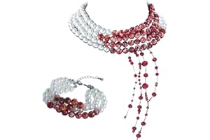 Juozyve Halloween Costume Women's Vampire Chain: Vampire Costume Party Chains Women's Halloween Accessories Choker for Women Fancy Dress Necklace Bracelet Orrings Gothic Jewellery 2 Pieces
