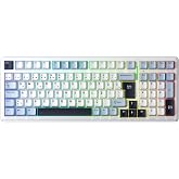 Aula F99 Mechanical RGB GrayWood V4 Switch 3 Modes Wireless Macro Hot Swap Turkish Q Keyboard Navy Blue