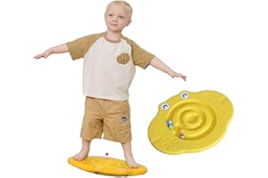 JUNGLE WELL Wobble Balance Board for Kids-Yellow Frog Design with Maze Track & Balls| Dual-Sided Sensory Rocker Board| Non-Slip Tactile Surface|100KG Weight Limit| Safe Toy for Toddlers & Parent-Child Play