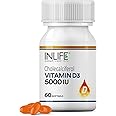 INLIFE Vitamin D3 5000 IU Cholecalciferol with Coconut Oil Supplement for Better Absorption, For Men & Women, Immunity, Bone 