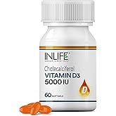 INLIFE Vitamin D3 5000 IU Cholecalciferol with Coconut Oil Supplement for Better Absorption, For Men & Women, Immunity, Bone 