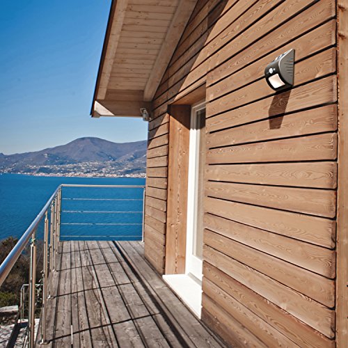 Aglaia Solar Wandleuchte Garten mit Bewegungs Sensor, Solarlicht 8 LEDs mit Auto Modu, IP65 Wetterfeste Sicherheit für Innenhöfe Balkone Terrassen Einfahrt Treppen usw. (Schwarz) - 4