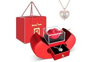 WEIMIL Preserved Red Rose Gifts for Mother, Girlfriend, Women, Wife, Grandmother, Eternal Flowers with Heart Necklace for Christmas, Valentine's Day, Mother's Day, Birthday, Anniversary, Thanksgiving Day
