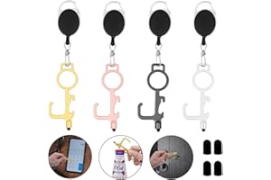 GELUODE 4 Stück Multifunktionale Kontaktloser Türöffner, Berührungslose Taste, Türgrifföffner Mit SchlüsSelanhänger Für Den Außenbereich, Türgriffschließer, Touchscreen-Taste, 4-Farbig