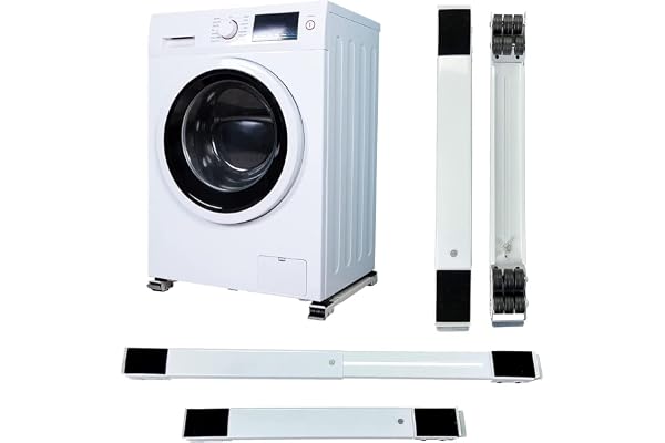 Adjustable Washing Machine Stand with Wheels Heavy Duty Refrigerator & Washing Machine Trolley Anti-Vibration Base Fits All Front & Top Load Machines