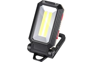 Fyore Luz de trabajo COB LED Lámpara de inspección Antorcha impermeable Luz de trabajo Linterna recargable portátil con base magnética y gancho para reparación, taller, uso de emergencia (negro)