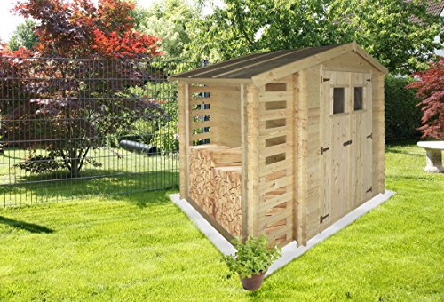 Gartenhaus Velden – 2,56 x 2,00 Meter aus 19mm Blockbohlen mit Kaminholzunterstand - 2