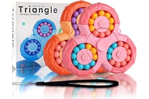 ROUSKY Gry sensoryczne dla dzieci z autyzmem, Drażliwe zabawki-Ręcznie sensoryczne gry zmniejszające stres i niepokój, gry logiczne dla dorosłych i dzieci Obracanie magicznej fasoli (różowy + orange)