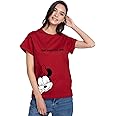 Bewakoof Official Disney Merchandise Minnie Women's 100% Cotton Printed Boyfriend Fit Round Neck T-Shirt