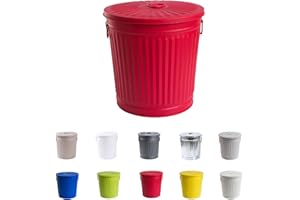 Jinfa | Bidone della spazzatura in metallo con manici e coperchio | Rosso | Ø 29 cm, h 31,5 cm | Capienza 18 litri