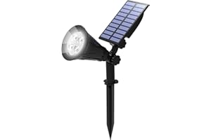 T-SUN Lampe Solaire Extérieur, Solaire Projecteur, Extérieur sans Fil Etanche IP65 Lampe Jardin avec 180° Réglable Spot Solaire Extérieur pour Jardin, Cour, Chemin, Allé. (6000K Blanc Froid)