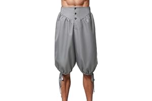 BPURB Pantalones Pirata Vikingos Medievales para Hombre Retro coloniales renacentistas Pantalones Cosplay Cortos con Cordones