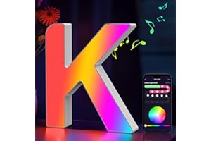 Cpeelsdo Light Up Letters RGB Color Changing, LED Letters Lights USB Powered, APP Control, Alphabet Sign Gaming Lights for Girls Women Party Birthday Christmas Valentine Wall Table Decor - K