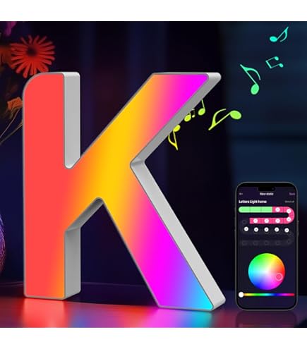 Cpeelsdo Led-letterverlichting, alfabet RGB gekleurd, led-lichtletter met USB-voeding, app-bediening, dimbaar, decoratie voor verjaardag, Kerstmis, bruiloft, feest, Valentijnsdag, letters J