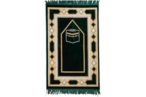 RAMADAN24 Gebetsteppich für den Islamischen Muslim – Kaaba Geschenk – Janamaz Sajjadah – Namaz Seccade Prayer Mat – hergestellt in der Türkei (Grün) 70x110cm