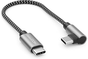 deleyCON 0,15m Kabel USB C 1x 90° Kątowy PD3.0 (60W Szybkie Ładowanie) Krótki 15cm Kabel C do C do Ładowania iPhone 17 16 15 Pro Max Samsung S25 S24 Pixel iPad Pro MacBook Air Tablety Switch PS5