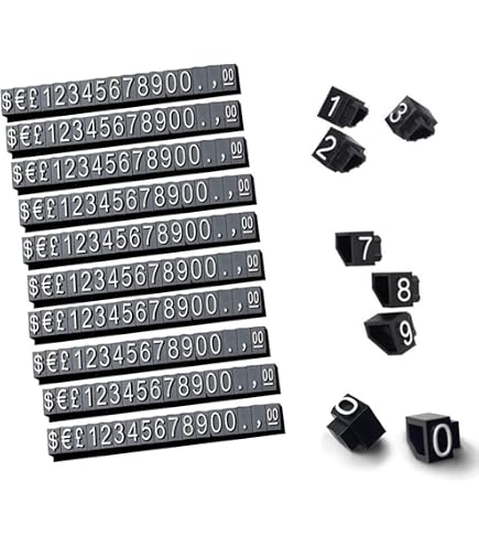 Kit Cubes Prix Affichage Magasin PC3721 - 170 Cubes Blanc Sur Noir Pour Vitrine Commerciale