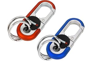 Qiyiche 2 Stück Schlüsselanhänger Karabiner, Auto Schlüsselanhänger mit 4 Schlüsselring, Rostfreier Stahl Schlüsselkarabina, Mini-Outdoor-Werkzeuge, Unisex