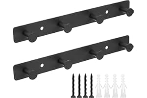 XINGWENHAO Ganchos de Pared para Abrigos, Conjunto de 2, Perchero de 4 Ganchos, Negro, Ideal para Colgar Sombreros, Bufandas y Bolsos, Ideal para Habitación y Cocina (Cilíndrico)
