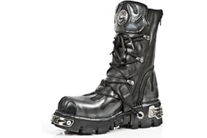 New Rock Męskie czarne buty ze skóry metalicznej M.591-S2