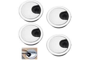 DHISPERARES 4 Stück Kabeldurchführung Schreibtisch aus Metall, ø 60mm Kabeldurchlass Tisch mit Staubdichtun, Schreibtisch Durchführung, Desk Grommet, Kabeldurchführungen Rund für Tisch Büro Arbeitsplatten