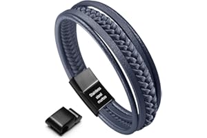 murtoo Bracelet for Man Cowhide Genuine Leather Women Unisex Cuff Wrap Bracelet Brown Black Multi-Layer Magnetic Clasp Rope Wristband