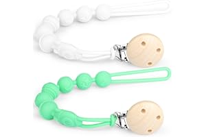 Zivacate schnullerkette 2er-Pack [einteilig und leicht], Schnullerband aus lebensmittelechtem Silikon, Pacifier Clip Chain für alle Schnuller, Beißspielzeuge, Mädchen und Jungen