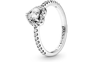 Pandora Timeless Pierścionek ze srebra próby 925 z przezroczystą cyrkonią, wypukłe serce