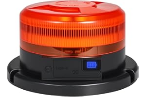 ‎DINFU Dinfu Rundumleuchte akku mit Display 9 Blinkmodi LED Rundumleuchte 12V Magnet orange Warnleuchte mit Kfz-Ladegerät und USB Kabel für Auto LKW Traktoren Golfwagen SUV