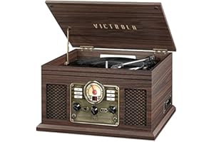 Victrola Nostalgic Classic Wood 6-in-1 Bluetooth Turntable Entertainment Center, Espresso