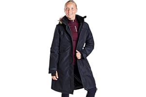 Harry Hall All-Weather Long Riding Jacket - Waterproof & Breathable with Taped Seams - Cosy Filling for Autumn/Winter - Detachable Hood - Extra Large Pockets