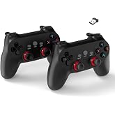 Coverzone Dual Josystick 2.4G Wireless Gaming Handle PC Compatible Battery Powered Joystick Wireless GamePad USB Dongle Connection Anti-Slip Design