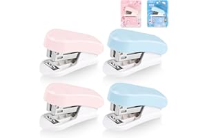 GUADOR Hefter Klein Tragbar Heftgerät mit 400 Standard 26/6 Heftklammern, 4 Pack Mini Heftgerät, Manueller Tischhefter, 2–20 Blatt Kapazität, Mini Süßes Tacker für Schulen Arbeitsplätze Familien