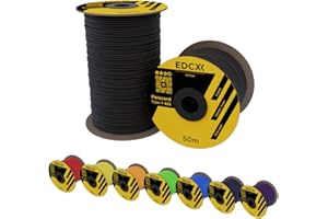 EdcX 3mm Nylon Paracord 425-3mm Type II, Corde 100% Nylon, Corde 3 brins, Corde Nylon 3 mm dans de Nombreuses Couleurs (Black, 50 m)