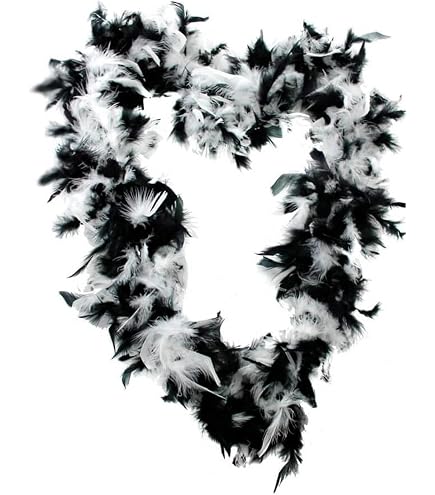 Boa De Plumas Blanco Y Negro De 45 G | Accesorio De Carnaval Y Fiestas | Plumas Suaves Y Vistosas