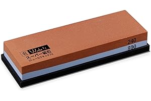 Wakoli Schleifstein 240/800 (beidseitig) | aus Korund | mit Silikonhalterung | mit Wasser oder Öl nutzbar | für Reparatur- & Grobschliff von Küchenmessern | für Profi- & Hobbyköche