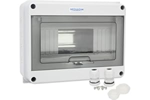 MOLLOM 8 Modules Leistungsschalter MCB-Verteilerschutzkasten mit DIN-Schiene, IP65 wasserdicht, für Innen- und Außenbereich