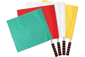 SEWACC 4 Pcs Drapeau Arbitre Drapeau à Main en Acier Inoxydable avec Poignée à Éponge Flag- Drapeau Rouge pour Les Fournitures de Compétition de Football de Volleyball de Football (Jaune