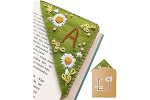 FANLULU 26 lettere personalizzate ricamate a mano segnalibro d'angolo,pagina triangolo feltro cucito angolo fatto a mano segnalibro,carino fiore lettera ricamo segnalibri accessori