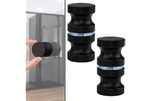 STCRERAG 2 Stück Duschtürknöpfe Metall Dusche Türknopf Schwarz Duschtürgriff Beidseitig Türknopf 62*30mm Dauerhaft Duschtürknopf Rostfrei Duschtürknopf für Glastür Kleiderschranktüren Badezimmertüren