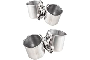 Taicols 2 Stück Vogel Futternapf aus Edelstahl, Futterbecher für Vögel, Vogelnapf Schüssel mit Clip, Futternapf für Papageien, Doppeltassen Vogelkäfig Futterspender für Vögel Papageien