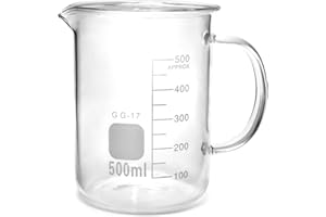 QWORK® 500ml Beaker Mug with Handle, Borosilicate Glass Measuring Cup