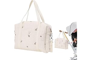 Djowyh Wickeltasche Tragetasche | Wickeltasche Baumwolle Mit Stickerei | Tragetasche Henkeltaschen Tragbare Leichte Babytasche Mama Tasche Mit Kinderwagen Haken