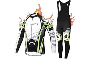 HOMTOL Maglia da ciclismo da uomo a maniche lunghe in pile termico Abbigliamento ciclismo invernale Pantaloni da ciclismo con fondello + gel 9D Tute da ciclismo per il ciclismo MTB outdoor