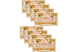 PET-INTEREST LOVE IN ACTION BIODEGRADABLE PUPPY & Kitten WIPES (20 szt.) Utrzymaj swoje zwierzęta w czystości dzięki 8 szt. (8 x 120 g) Free Cleaning Chustes for Puppies and Kittens – Perfect for Paws, Ears and Butts – naturalne chusteczki