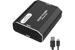 Hxwlo Scart to HDMI Converter, Aluminum Shell Scart to HDMI Adaptor, Full HD 720P/1080P Switch Video Audio Upscale Converter for HDTV Monitor STB VHS Xbox PS3 Sky Blu-ray DVD Player