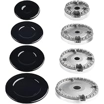 Hasaller Lot Capuchons Brûleur Gaz Cuisinière - Universel Concave/Plat - Fer - Pour Cuisson Uniforme